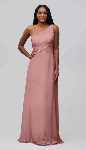 Alma One Shoulder Chiffon Bridesmaids Dress | Kennedy Blue