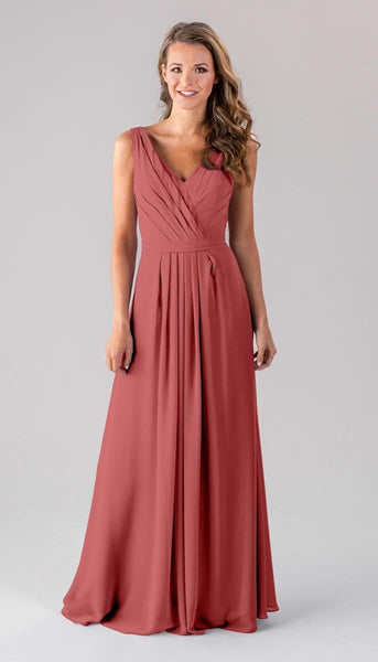 sachin and babi light blue dress Sexy Plunging V-neck Pool Chiffon Long Bridesmaid Dress main image 0
