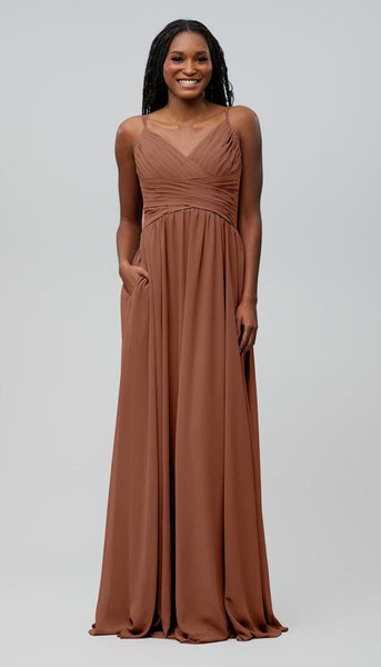 brown lace bridesmaid dresses Andrea Chiffon & Dress Grösse:S shoulder neckline with soft Stiff Brim Icon Women's V-Neck Sleeveless Elegant