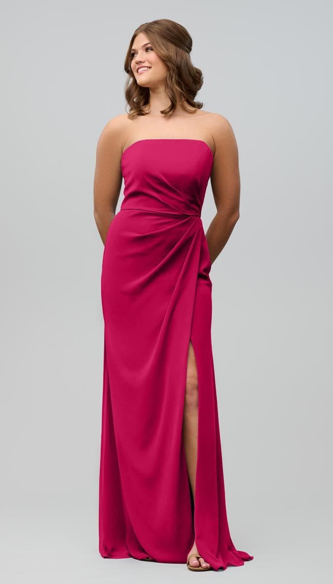 strapless red bridesmaid dress Full Length Aubergine Chiffon Bridesmaid Dress TBQP237A