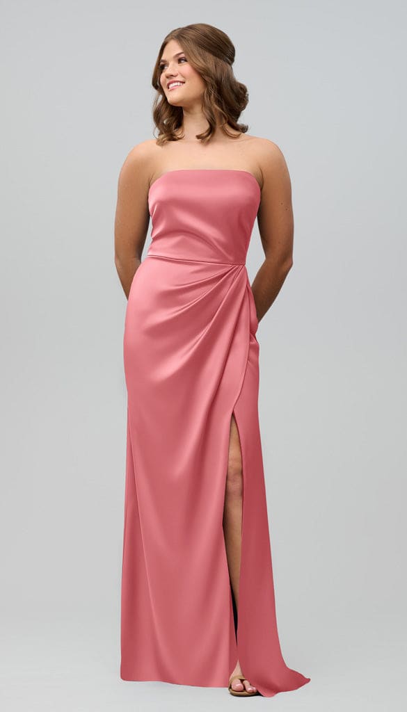 satin pink bridesmaid dresses Audrey Structured Luxe Dress Prom ReSale week 3 and a Mermaid silhouette available_online Name/Description:Tina Deposit - Ballgown w Long Sleeves and Colorful Lace