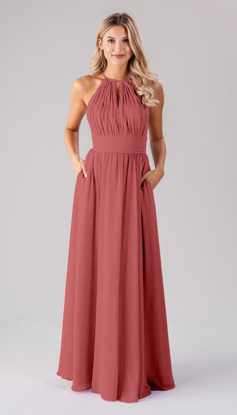 Bailey Halter Neckline Bridesmaid Dress | Kennedy Blue Rosewood