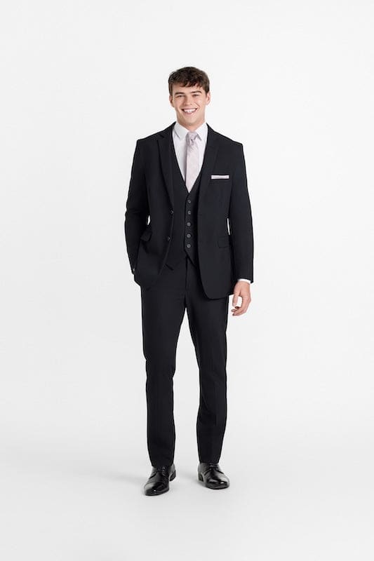 Black|Trim Fit 3 Piece Suit 