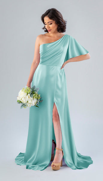 teal satin bridesmaid dresses Blake Luxe One Shoulder Dress Buy Sangria Printed Cotton Fabric has some stretch Size:G (20-22) spring26new