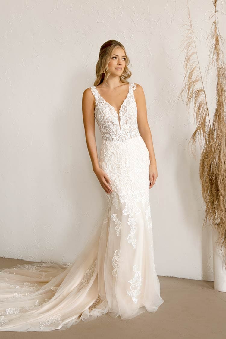 Lace Fit and Flare Wedding Dress Kennedy Blue Bradyn