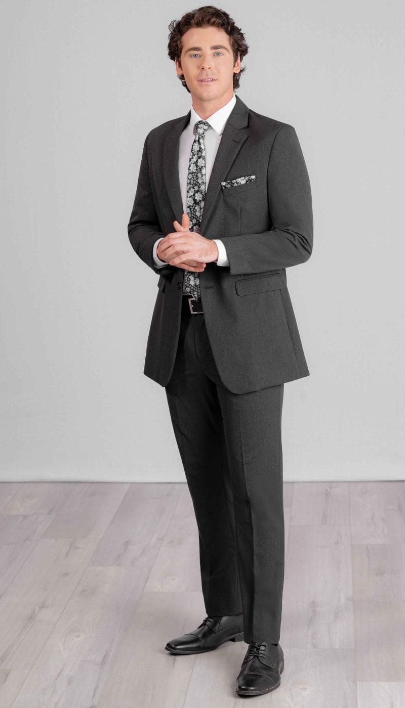 Trim Fit 2 Piece Mens Suit Charcoal