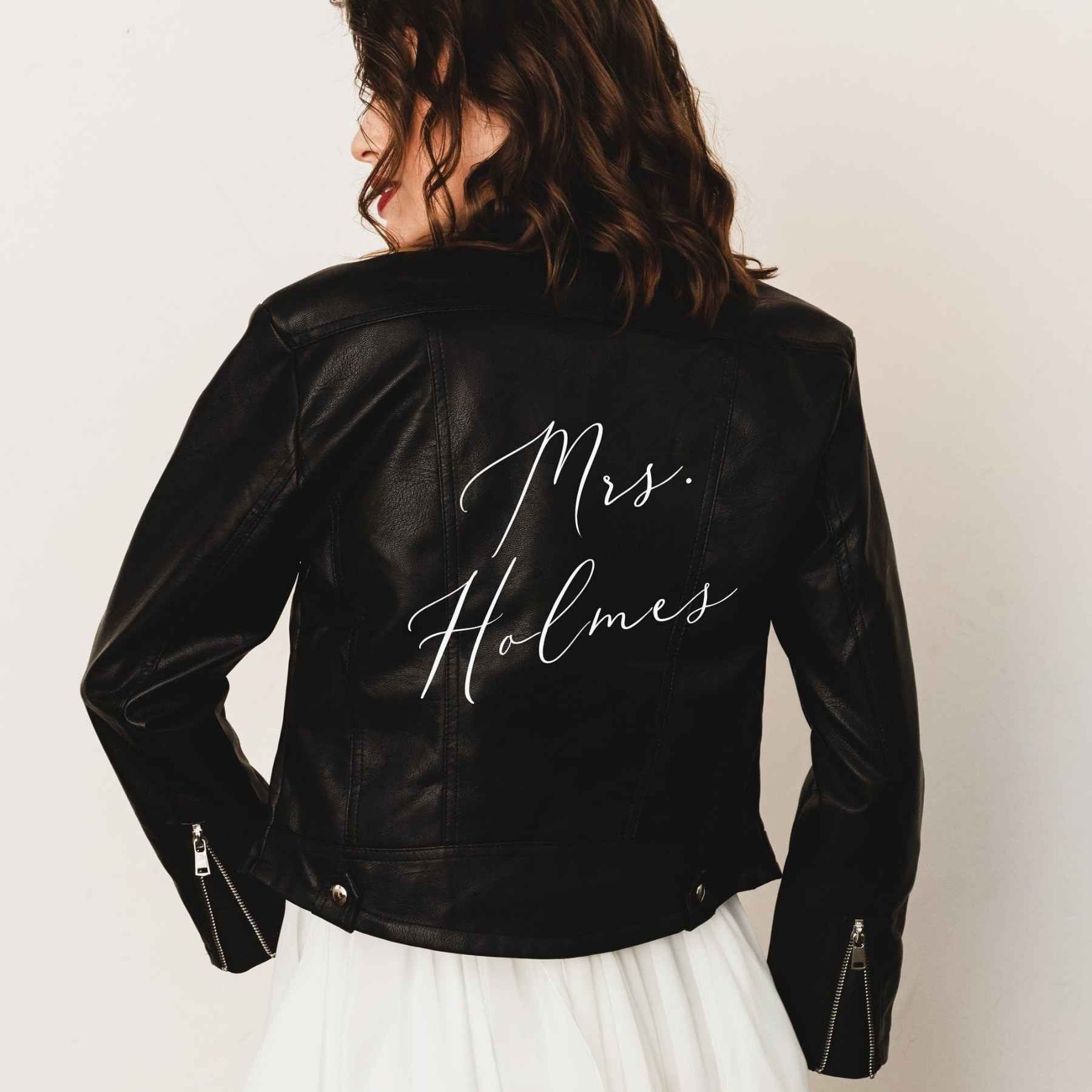 Black|Custom Name Leather Jacket