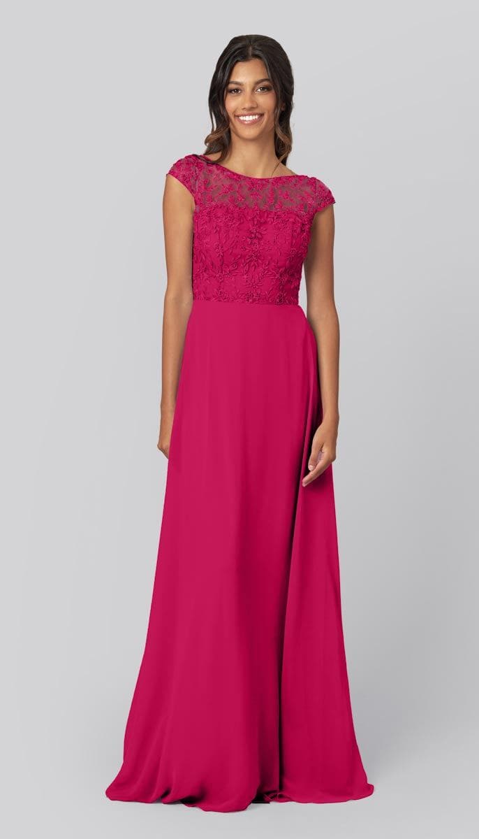 Dakota Modest Embroidered Bridesmaid Dress | Kennedy Blue