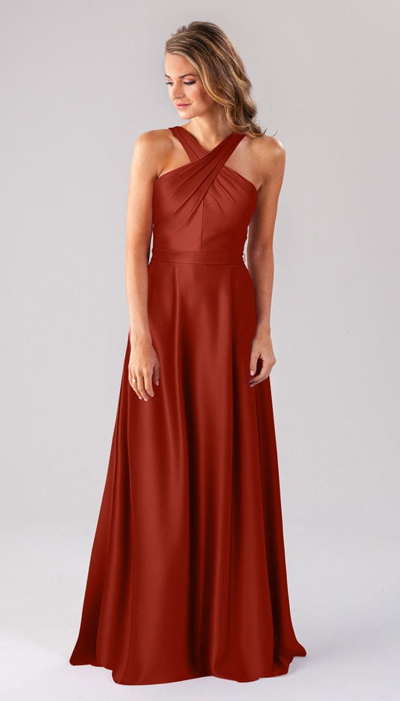 kennedy blue elena bridesmaid dress Elena Luxe Satin High Neck Bridesmaids Dress