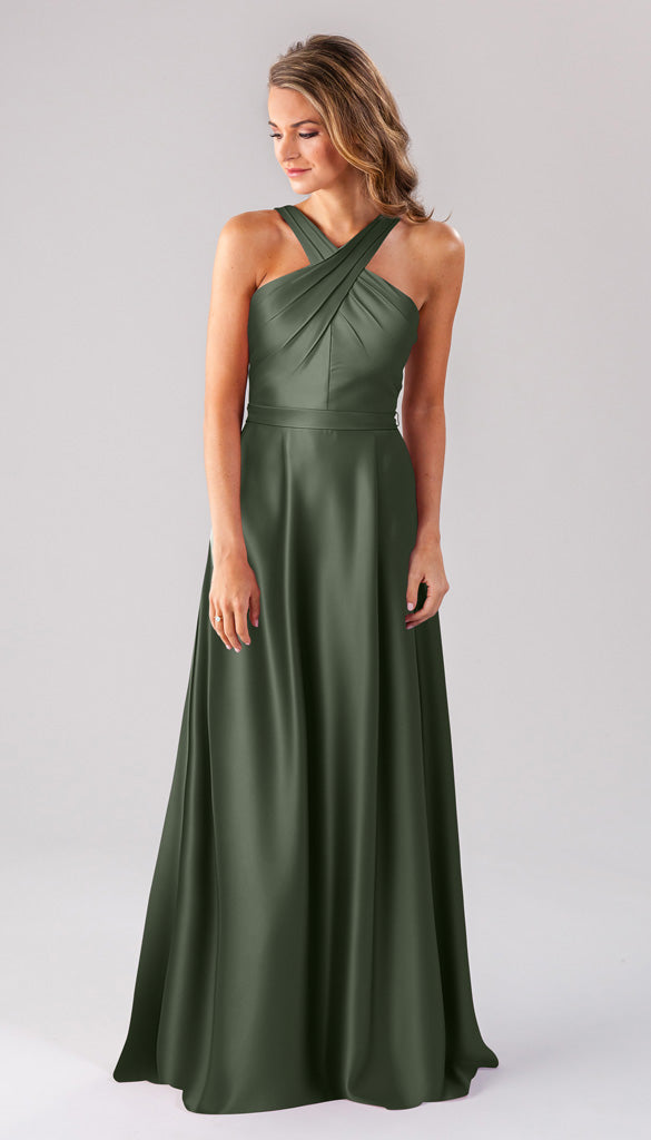 Elena Luxe Satin High Neck Bridesmaids Dress