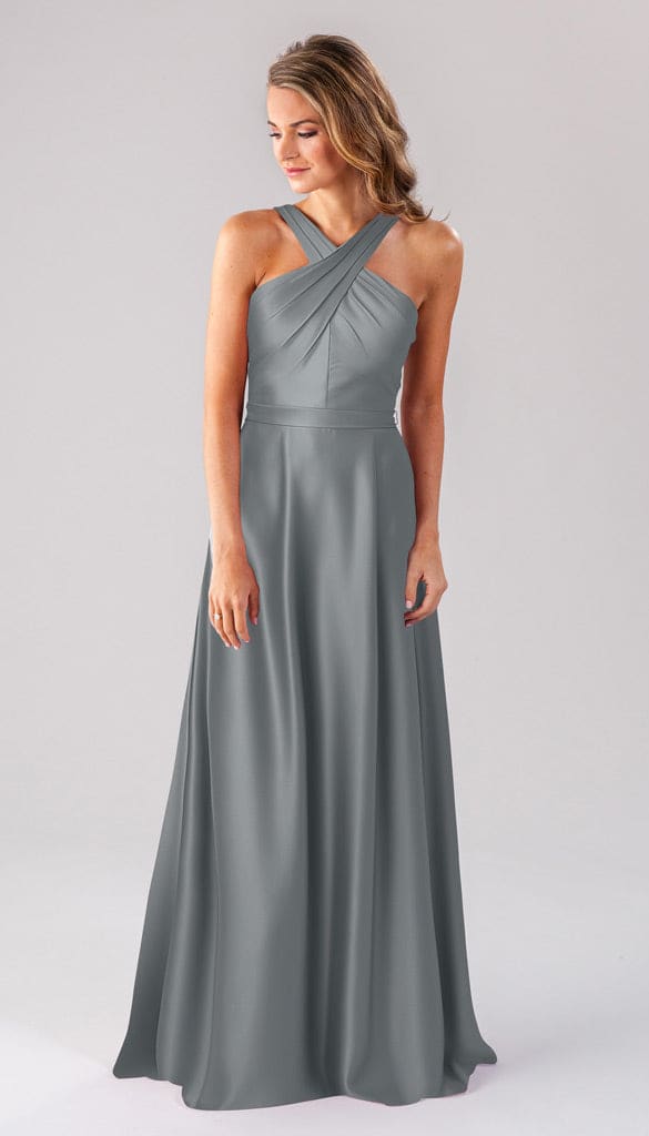 kennedy blue elena bridesmaid dress Elena Luxe Satin High Neck Bridesmaids Dress