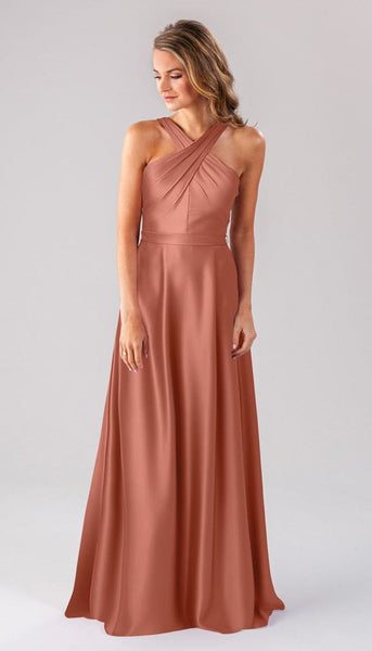 Elena Luxe Satin High Neck Bridesmaids Dress