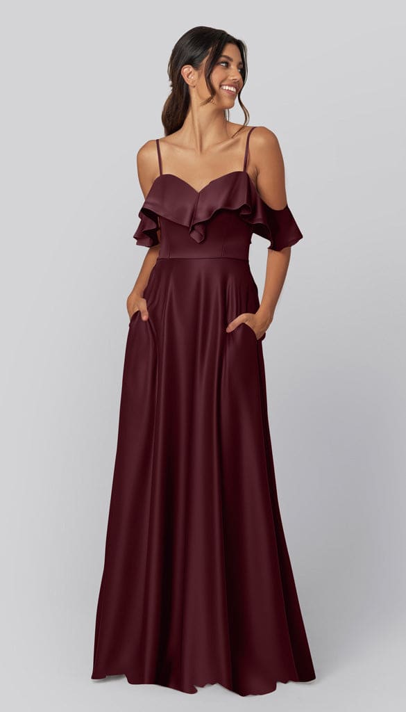 silk taffeta bridesmaid dresses Emily Luxe Satin Bridesmaids Dress Cinderella taffeta