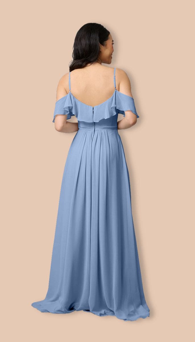 Chiffon Bridesmaids Dress | Kennedy Blue Emily Platinum