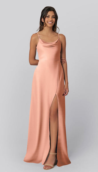 peach satin bridesmaid dress Peach Cream Bridesmaid Dress Matte Satin Size 1X