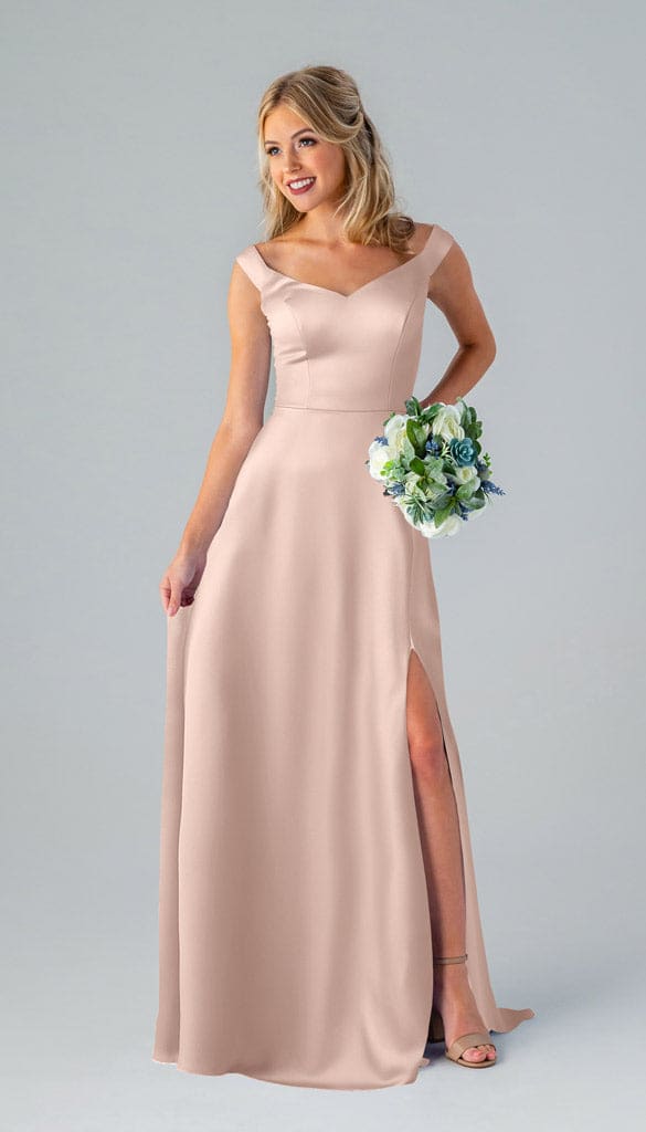 satin bridesmaid dresses blush Blush Pink Silk Satin Bridesmaid Dresses Cowl Neck Split  Lisposa