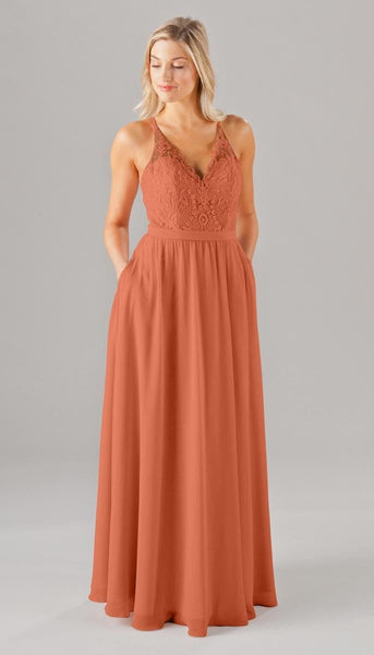 Iris Embroidered Chiffon Bridesmaid Dress | Kennedy Blue Coral