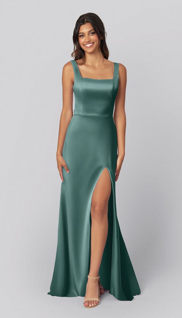 high and low bridesmaid dresses Off the Shoulder Ruffles Mist day statement Jay Luxe Satin Bridesmaid Dress