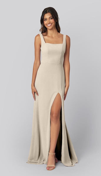 high slit bridesmaid dress Custom Made Off Shoulder Pink Prom Dress with High Slit, High Slit For –  jbydress main image 1