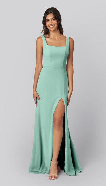 bridesmaid dress mint green A-line Lace Top Mint Green Bridesmaid Dress with Ribbon – FancyVestido
