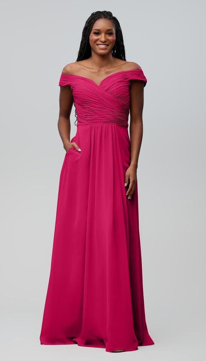 pink off the shoulder bridesmaid dress KissProm main image 0