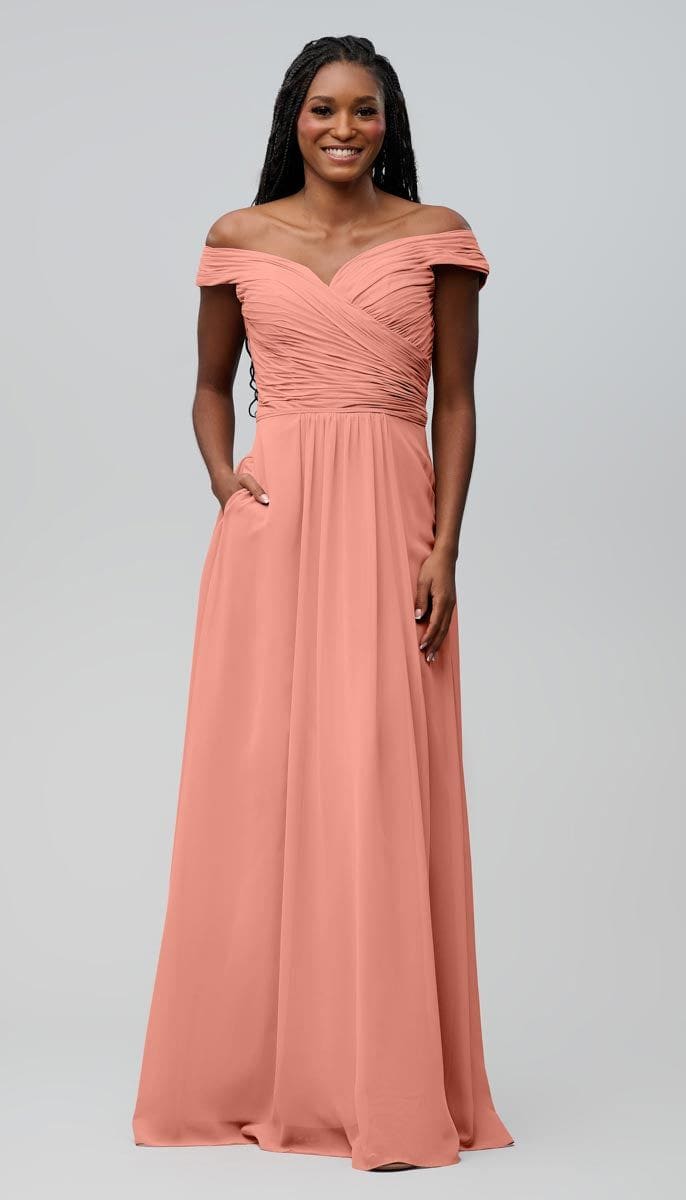 Jenna Off the Shoulder Chiffon Bridesmaids Dress | Kennedy Blue Champagne Rose Jenna Off the Shoulder Chiffon Bridesmaids Dress | Kennedy Blue Champagne Rose