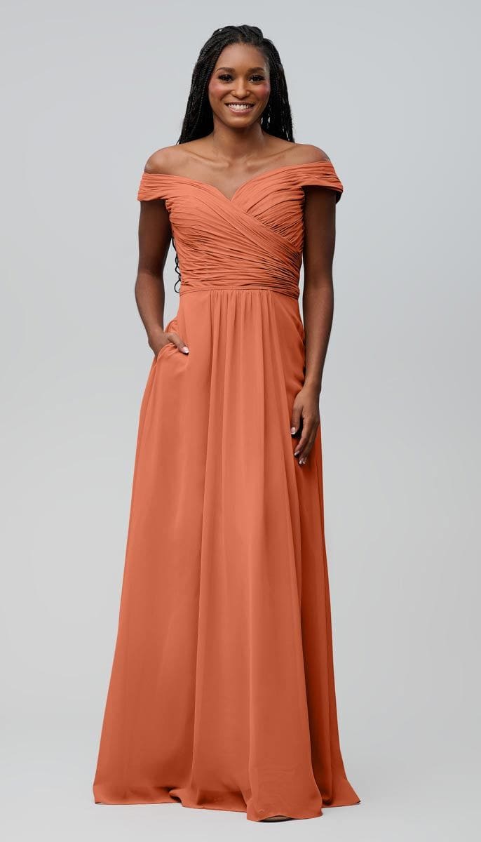 Jenna Off the Shoulder Chiffon Bridesmaids Dress