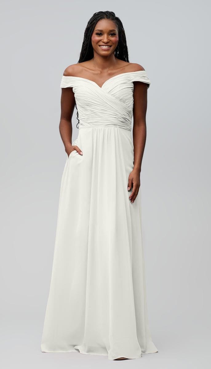 off the shoulder bridesmaid dress Jenna Off the Shoulder Chiffon Bridesmaids Dress