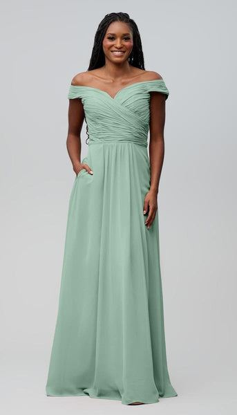 Jenna Off the Shoulder Chiffon Bridesmaids Dress