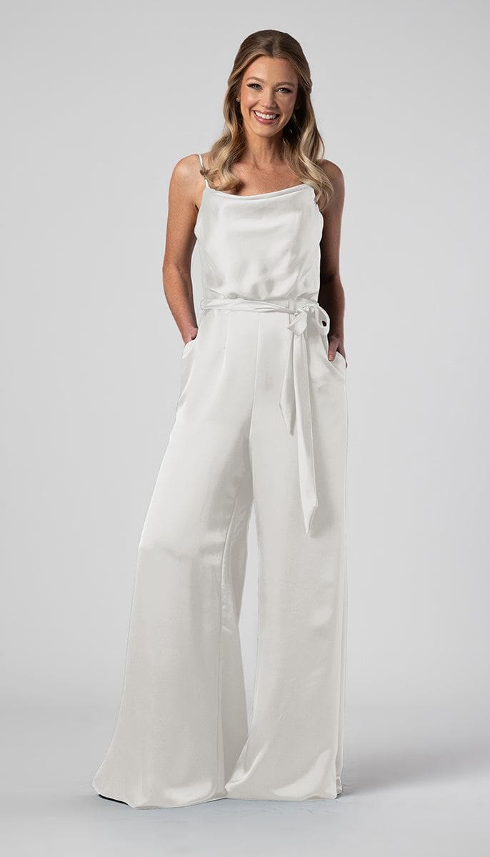 Kennedy Blue Jill Satin Little White Jumpsuit - Main Image