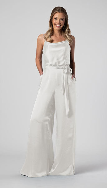 Kennedy Blue | Jill Satin Little White Jumpsuit