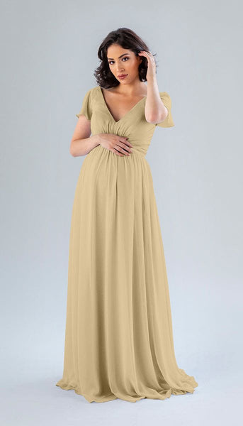 kb bridesmaid dresses Modest High-Neck Halter Chiffon Junior Bridesmaid Dresses Affordable main image 0