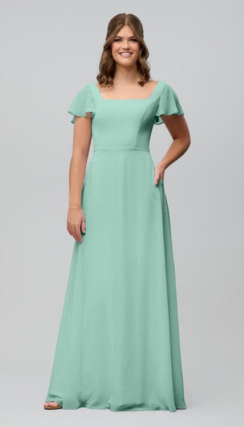 bright green bridesmaid dress Kelly Modest Bridesmaids Dress