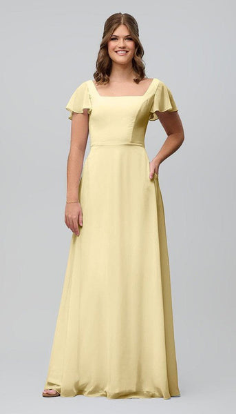 Kelly Modest Bridesmaids Dress | Kennedy Blue Steel Blue