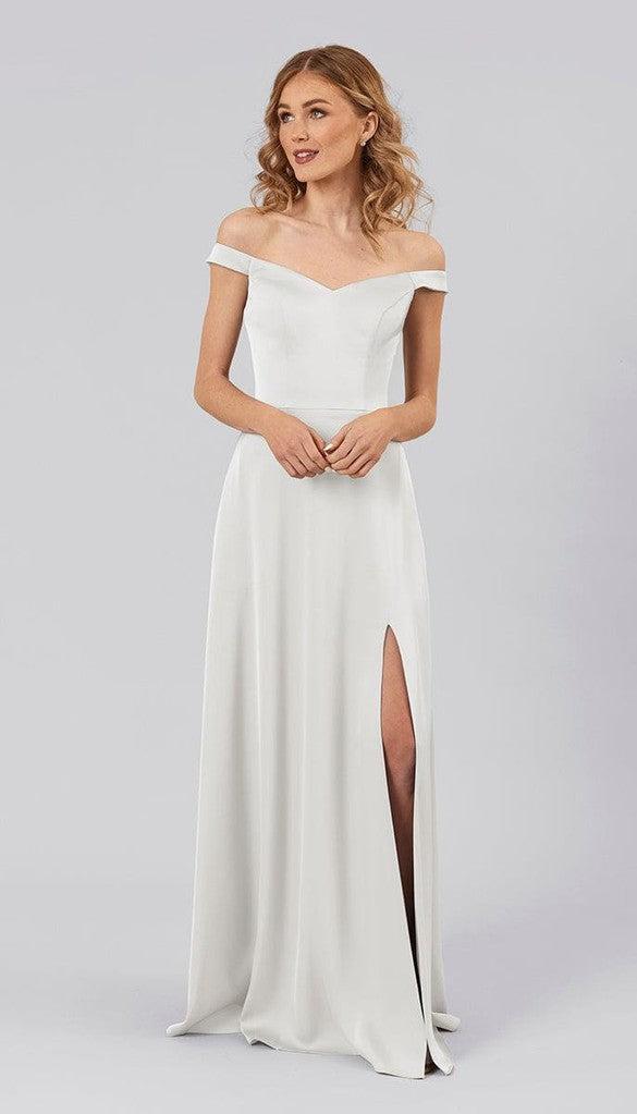 Arwen Off The Shoulder Satin Bridesmaid Dress | Kennedy Blue Ivory Arwen Off The Shoulder Satin Bridesmaid Dress | Kennedy Blue Ivory
