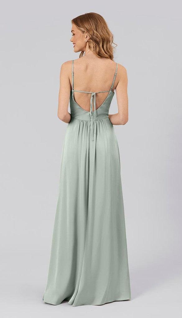 Daphne High Neck Satin Bridesmaid Dress | Kennedy Blue