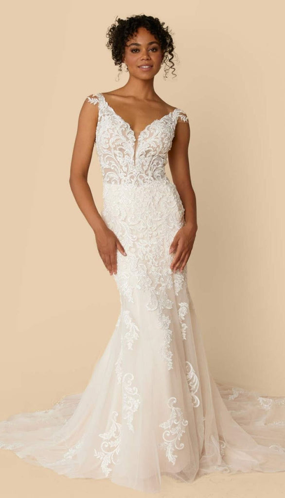 Lace Fit and Flare Wedding Dress | Kennedy Blue Bradyn Lace Fit and Flare Wedding Dress | Kennedy Blue Bradyn