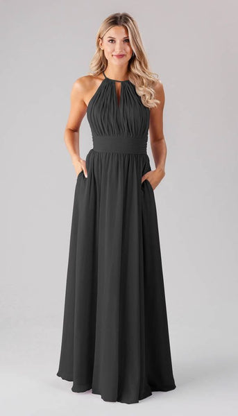 halter neck black bridesmaid dress Bailey Neckline Color:Blue w/ Silver Embroidery burgundy formal dresses black bridesmaid dresses wedding party hot pink bachelorette party KissProm presents this halter