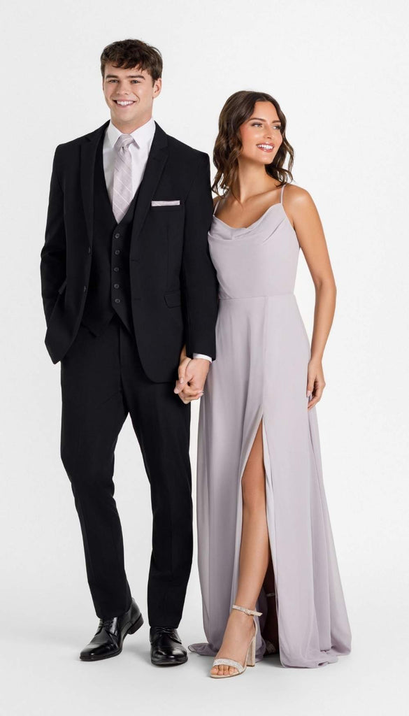 black dress and suit Trim Fit Black Mens Suit