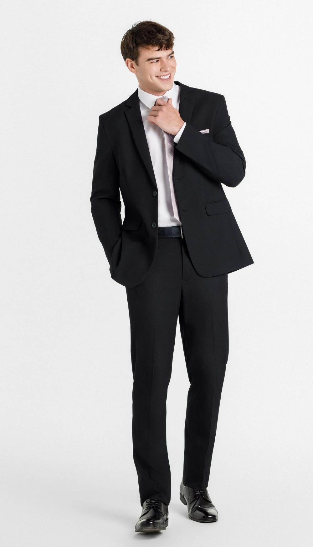 black dress suit men's Trim Fit 2 Piece Mens Suit Black