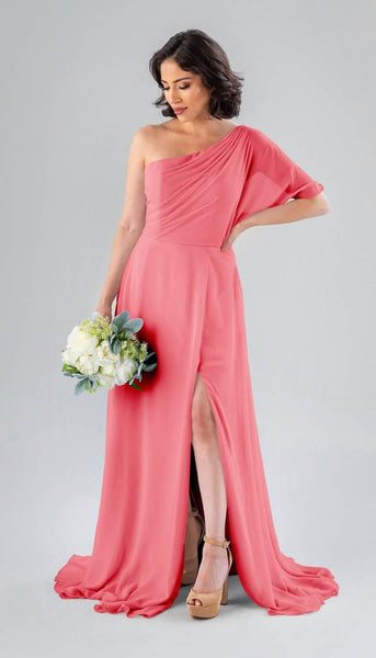 bobbin net one shoulder flange bridesmaid dress Wedtrend Women Bridesmaids A Line One Shoulder Long Chiffon Wedding Party  Formal Bridesmaid Dress with Ruffles – WEDTREND
