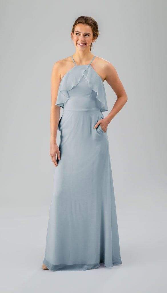 fast shipping bridesmaid dresses Sale Ready-to-Ship Chiffon Dress 48½ inches Quinceañera Dresses Long-Sleeve Sheer Pleated Midi Size:L / 34-35 Sleeve