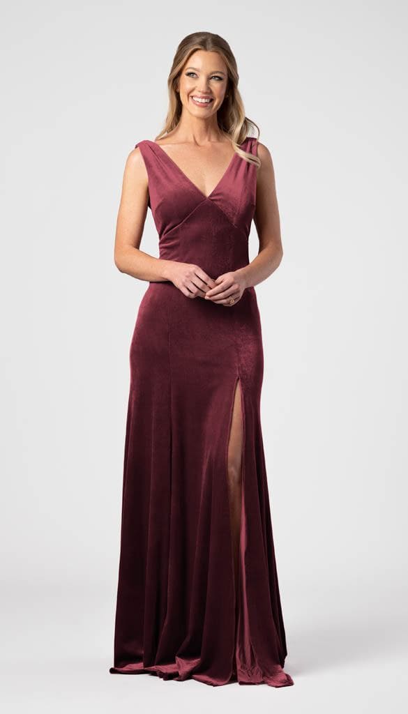 Carmen Velvet Bridesmaid Dress | Kennedy Blue Burgundy Carmen Velvet Bridesmaid Dress | Kennedy Blue Burgundy