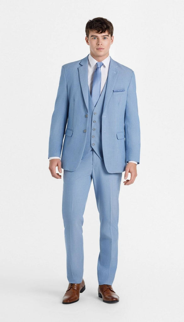 Kennedy Blue | Trim Fit 3 Piece Mens Suit Cornflower Kennedy Blue | Trim Fit 3 Piece Mens Suit Cornflower