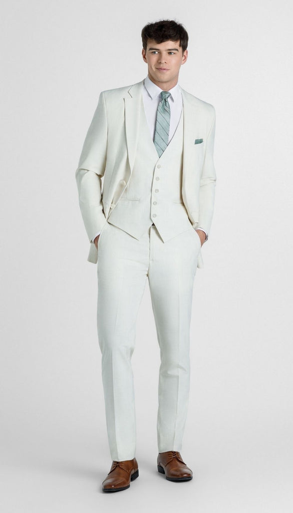 Trim Fit Creme Mens Suit