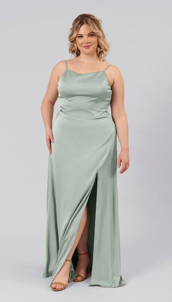 Daphne High Neck Satin Bridesmaid Dress | Kennedy Blue