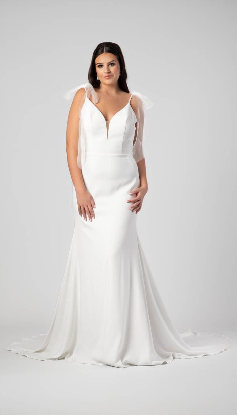|In Stock Fitted Crepe Darcy Wedding Dress