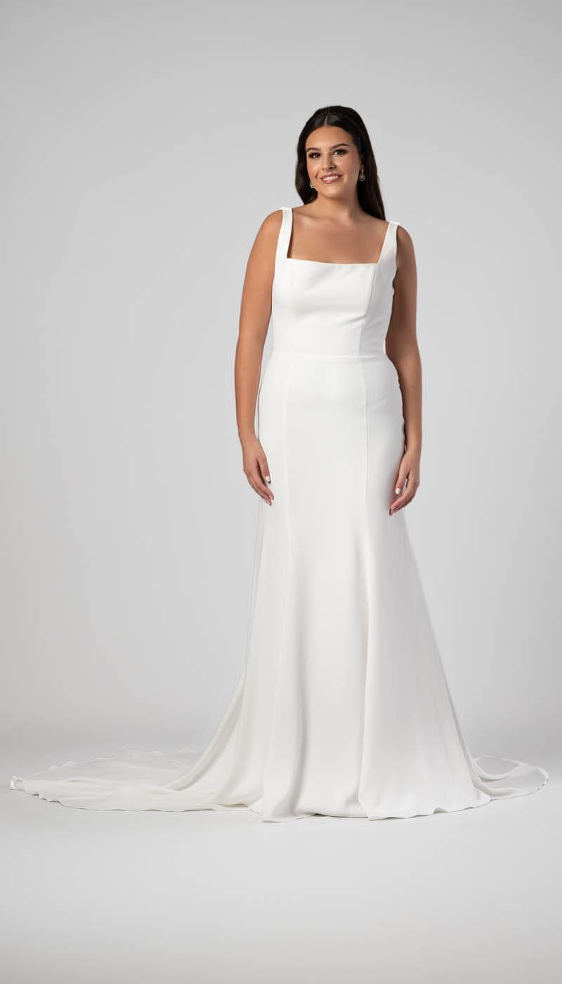 |In Stock Fitted Crepe Davey Wedding Dress