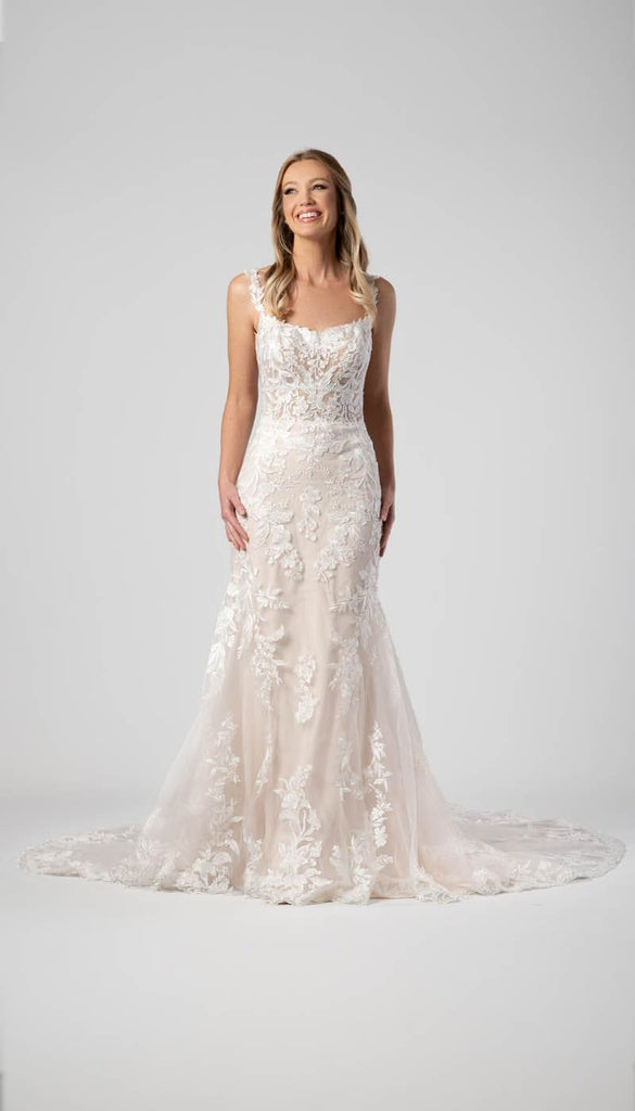 fitted lace wedding dress Lace Fit and Flare Wedding Dress