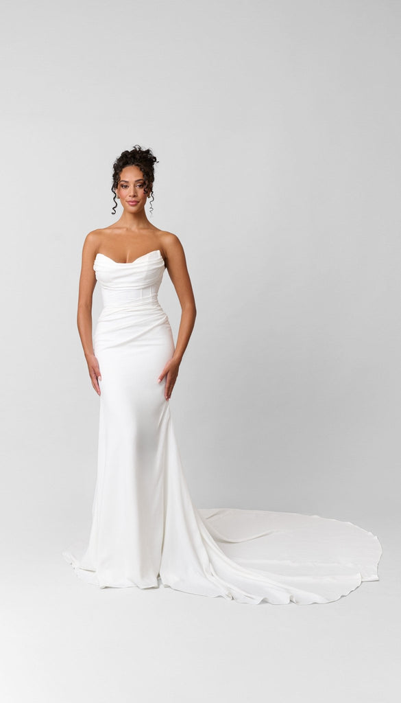 fit and flare ruched wedding dress Style M2528 Fit and Flare Wedding Dress
